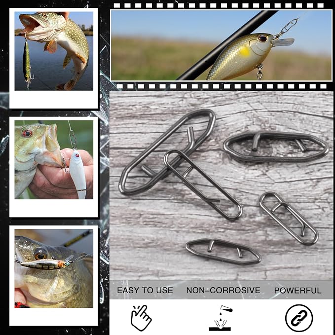 Power Clips Fishing Snaps Set High Strength Stainless Steel Quick Change Connector Swivels Tackle Fish Lure Attachement Freshwater Saltwater