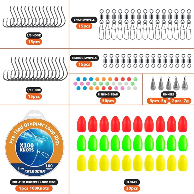 20lb-70lb 100knots Pre-Tied Dropper Loop Fishing Rig, 18" Spacing, 5.5" Loop Size, Ideal for Saltwater & Freshwater Fishing