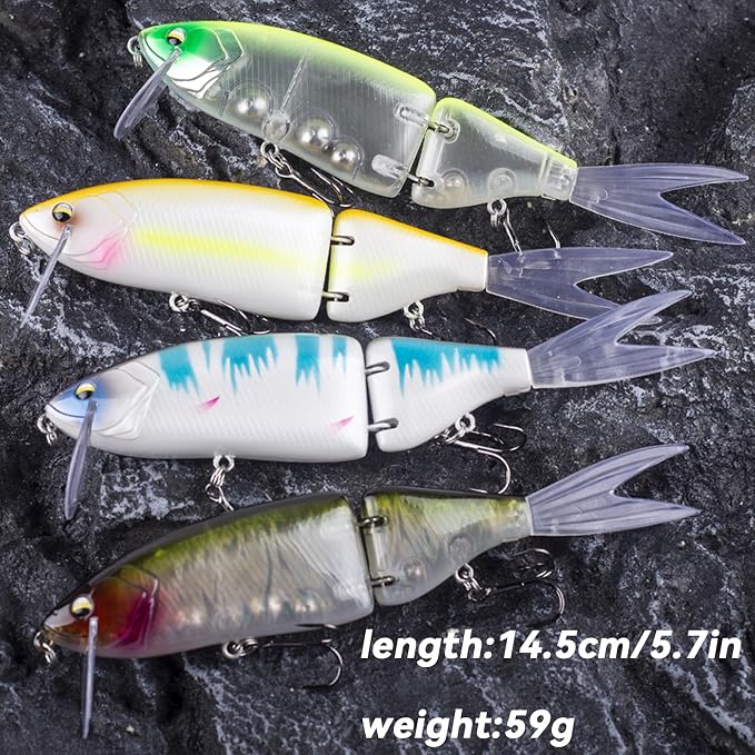 Glide Bait, Slow Sinking Swimbait, Topwater Hard Lures for Bass Catfish,Pike Perch, Freshwater or Saltwater
