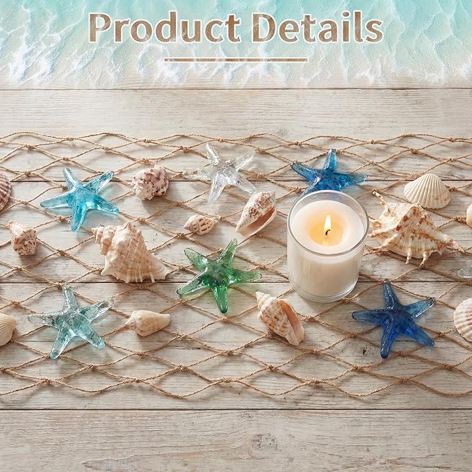 SATINIOR 3 Pcs Fish Net Party Decorations Fishing Net Table Runner 12x72'' Decorative Nautical Cotton Fishnet for Pirate Mermaid Hawaiian Ocean Beach Under the Sea Themed Party Decor (Linen)