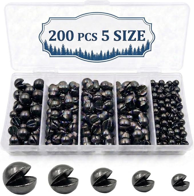 200/350 Pcs Premium Split Shot Fishing Weights Sinkers, Removable Leakproof Fly Fishing Split Shot for Freshwater & Saltwater， Bass Trout Circular Accessories - 5/6 Sizes