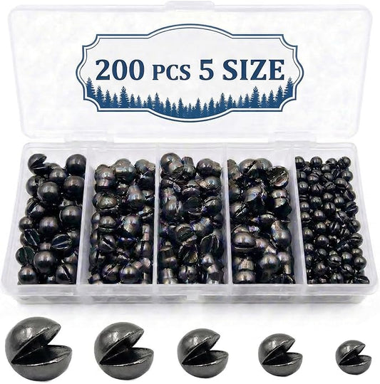 200/350 Pcs Premium Split Shot Fishing Weights Sinkers, Removable Leakproof Fly Fishing Split Shot for Freshwater & Saltwater， Bass Trout Circular Accessories - 5/6 Sizes