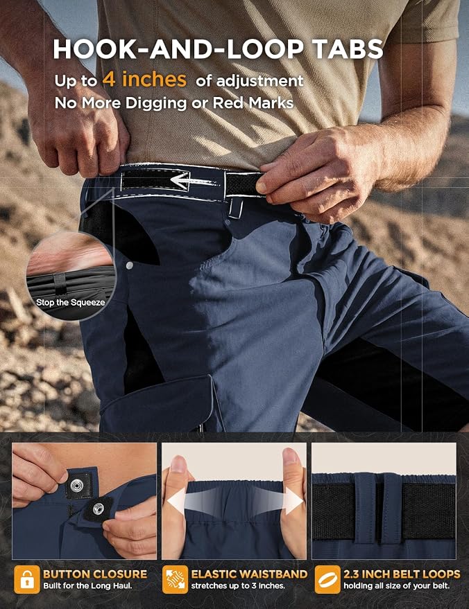 XKTTAC Men's Outdoor Quick Dry Lightweight Stretchy Shorts for Hiking, Tactical, Camping, Travel with 6 Pockets