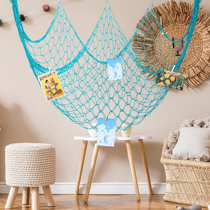 12 Pack Decorative Fish Netting for Party 80 x 40 Inch Natural Cotton Fish Net Decorations for Pirate Ocean Under The Sea Hawaiian Mermaid Party Picture Wall Hanging Decoration(Novel Color)
