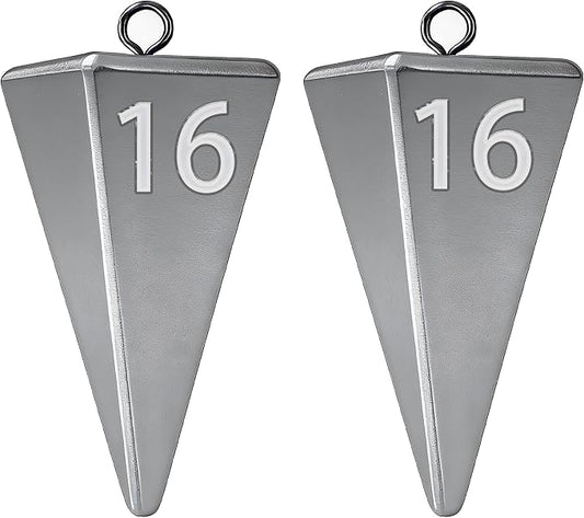 Pyramid Sinkers Fishing Weights, Saltwater Fishing Sinkers for Surf Fishing Gear Tackle - 1oz, 2oz, 3oz