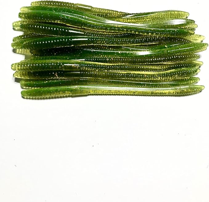 20 Pcs 6.25" Drop Shot Finesse Worms (Scented, Floats) Soft Plastic Baits for Bass Fishing