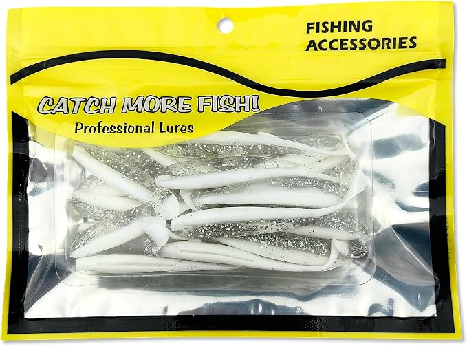 Soft Plastic Paddle Tail Swimbaits Pack of 20 – 2.7" Soft Plastic Fishing Lures with Extra-Large Tail for Lifelike Swimming Action – Freshwater & Saltwater
