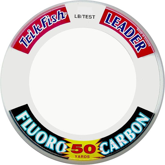 TrikFish Fluorocarbon Leader Fishing Line - Trik Fish Leader Material - Saltwater & Freshwater Fishing Line - Clear, Virtually Invisible - High Strength & Abrasion Resistance - 15-100 Lb Test Spool