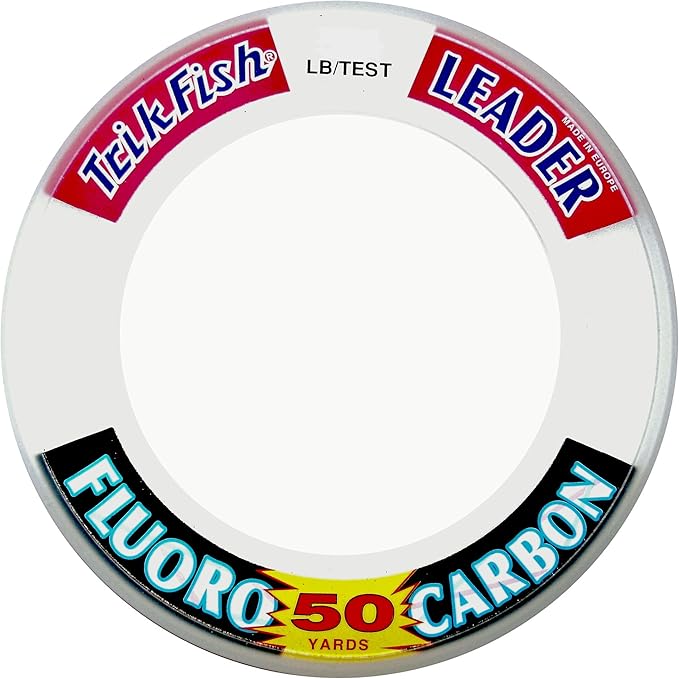 TrikFish Fluorocarbon Leader Fishing Line - Trik Fish Leader Material - Saltwater & Freshwater Fishing Line - Clear, Virtually Invisible - High Strength & Abrasion Resistance - 15-100 Lb Test Spool