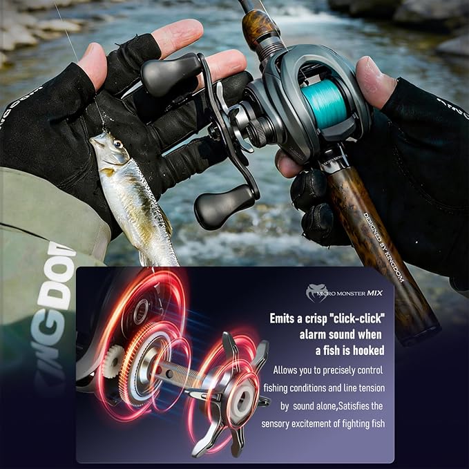 KINGDOM BFS Reel – 1/16 oz Ultralight Casting, Only 128g (4.5 oz) Carbon Fiber Frame, Micro Monster Mix, CSB Anti-Backlash, Shallow Spool, 7.6:1 – Trout Bass Panfish Finesse Fishing