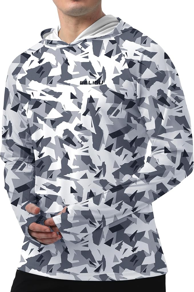 Men's UPF 50+ Sun Protection Hoodie Shirt Long Sleeve SPF Fishing Outdoor UV Hiking Lightweight Shirts