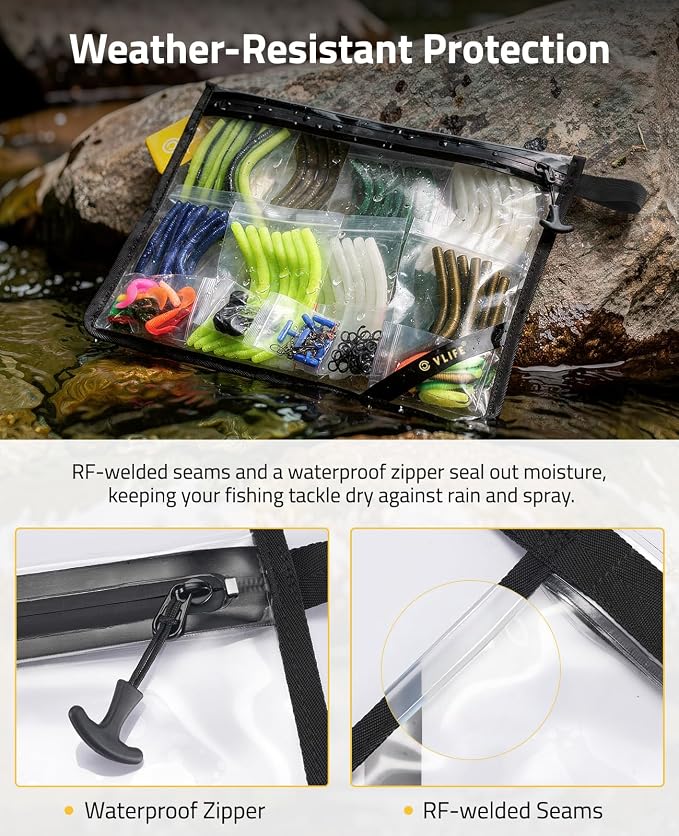 CVLIFE 2-Pack Soft Plastic Tackle Storage Bag, Water-Resistant Fishing Bait Storage Bag with Webbing Handle & Removable ID Card, Fits 3600 and 3700 Tackle Boxes, Saltwater Lure Gear Storage