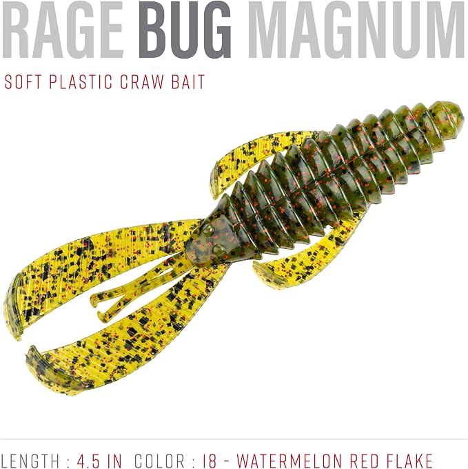Strike King Rage Bug Fishing Lure, Soft Plastic Grub, Unique Design, Subtle Action