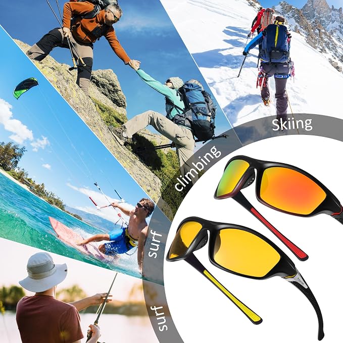 TOODOO 4 Pairs Men Polarized Sunglasses with UV Protection Driving Glasses Sports for Sport Outdoor Activities
