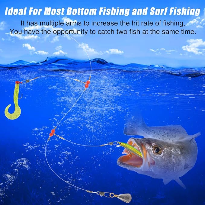 Fishing Leaders Saltwater Tackle Rig Surf Fishing Rigs with Swivel Snaps High Strength Wire Leader Bottom Rigs Fishing Gear Equipment for Lures Bait Hooks