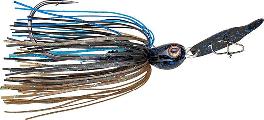 Strike King Thunder Cricket Fishing Lure, Vibrating Swim Jig, Silver Blade, 4/0 Jungle-Style Flipping Hook