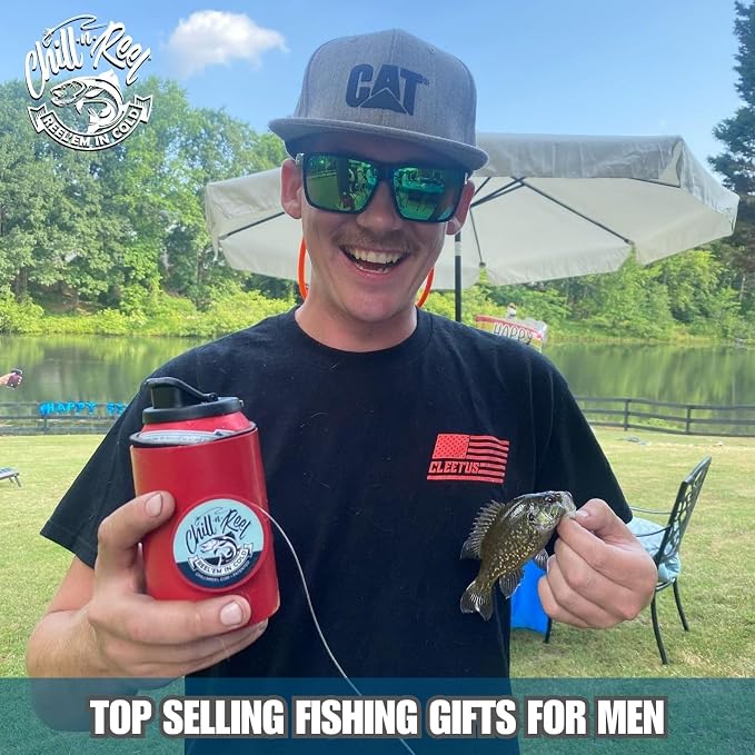 Made in USA | Fishing Can Cooler | Top Camping Essentials, Boat Gifts, Kayak Accessories, and Lake Float Gadget | Great Camper Must Haves | Fun Fishing Gift | Retail Box Packaging | Red