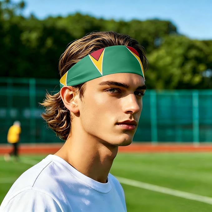 Flag Headbands for Men Women, Moisture Wicking Sweatband Breathable Sports Headwrap, Non-Slip Stretchy Fitness Hair Band