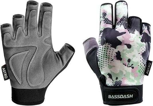 BASSDASH Astro Fishing Gloves Men’s Women’s Fingerless Gloves for Game Fishing Kayaking Paddling Sailing MTB
