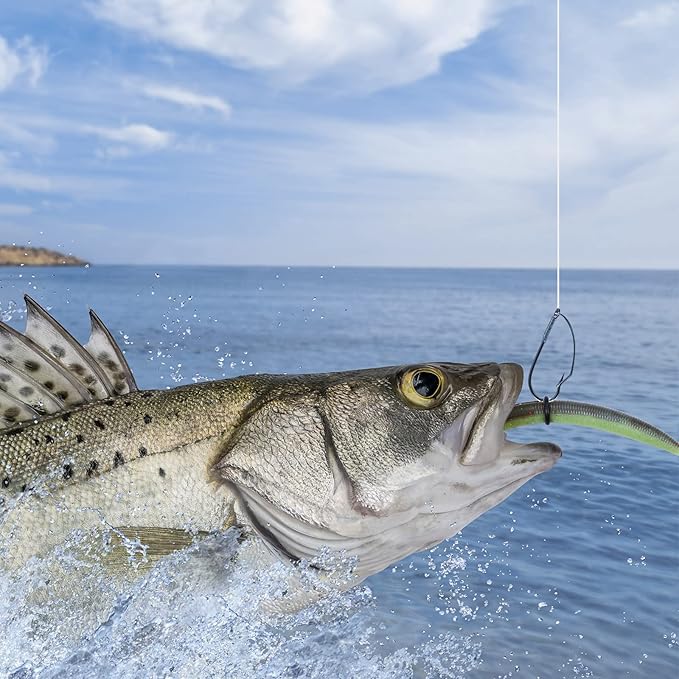 Sumind Weedless Wacky Rig Hooks Bass Carbon Steel Fishing Hooks for Wacky Rigging Worm Lure Baits