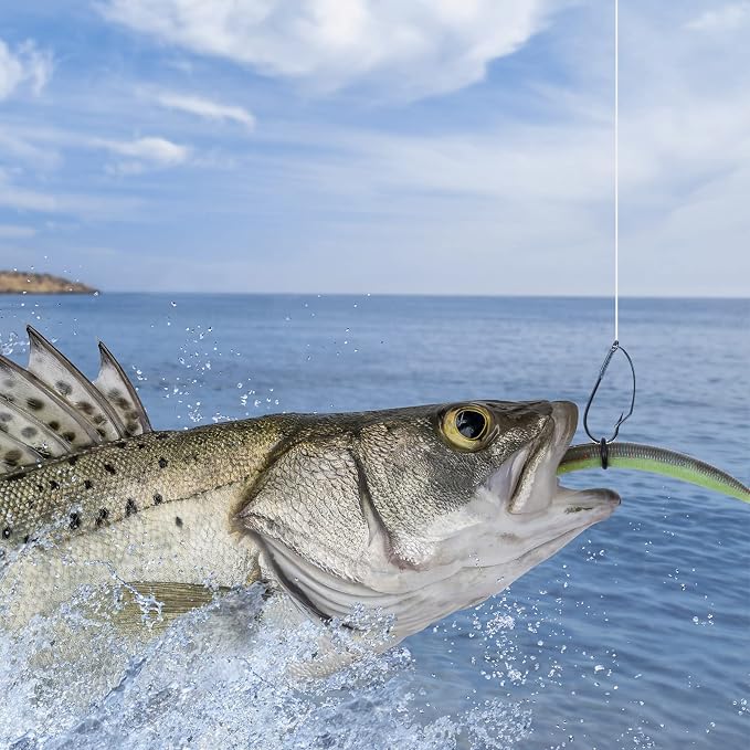Sumind Weedless Wacky Rig Hooks Bass Carbon Steel Fishing Hooks for Wacky Rigging Worm Lure Baits