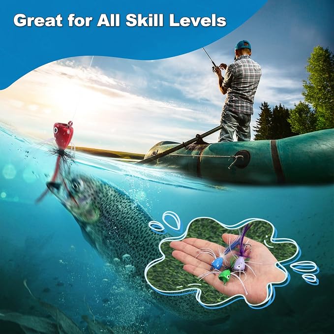 Fly Fishing Poppers Flies, Fly Popper Lures Bass Bluegill Crappie Trout Salmon Panfish Perch Popper Flies Kit for Fly Fishing