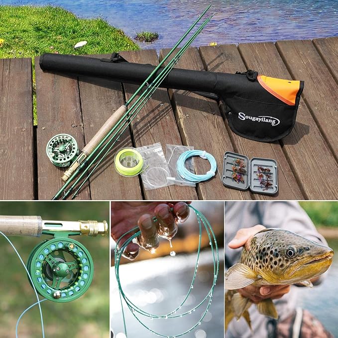 Sougayilang Saltwater Freshwater Fly Fishing Rod with Reel Combo Kit