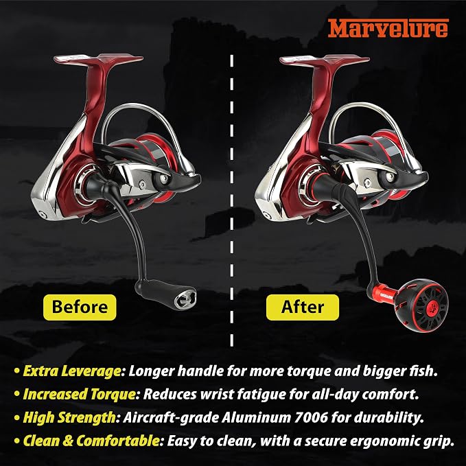 Mamba Series Power Handle 2.28'' (58 mm) Compatible for Daiwa Fuego LT, Ballistic LT, Tatula LT, Exceler LT 1000-4000 Spinning Fishing Reels