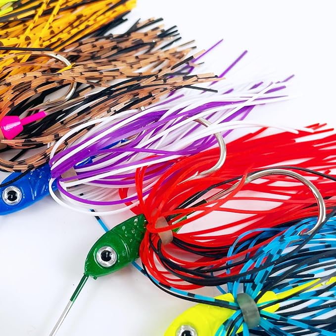 6 Pcs Bass Spinner Baits, Spinnerbait Fishing Lures Hard Metal Swimbait for Bass Pike Trout Salmon