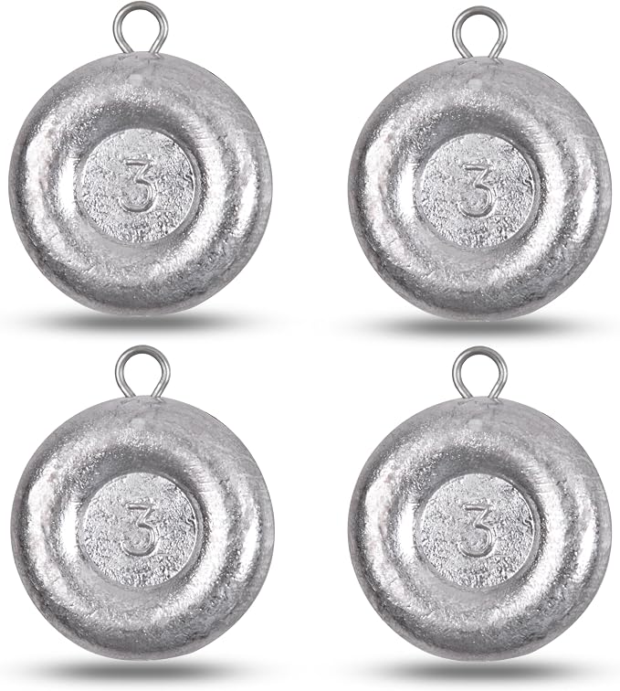 Disc Sinkers Fishing Weights, Coin Fishing Sinkers Weights Saltwater Surf Fishing Weights Bottom Drifting Trolling Catfishing Fishing Sinkers Saltwater Gear Tackle 1oz 2oz 3oz 4oz 5oz 6oz 8oz