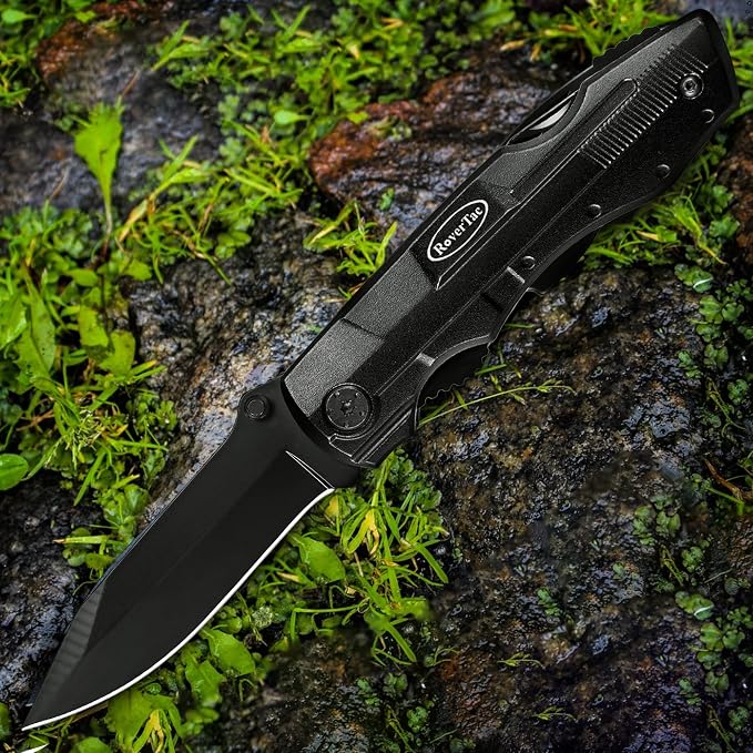RoverTac Multitool Knife – 15-in-1 Pocket Knife with Wire Strippers, Wire Cutter, 9 Screwdrivers, Bottle Opener – Perfect Gifts for Men, Dad – Camping Gear for Christmas, Father’s Day, Birthdays