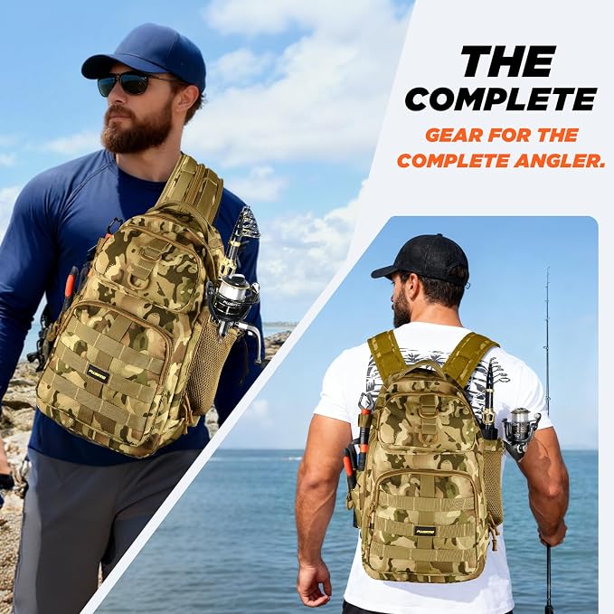 PLUSINNO Fishing Gear- Fishing Rod and Reel Combos, Fishing Backpack, Fishing Net, Fishing Bag with Rod Holders and Tackle Box for Freshwater/Saltwater, Fishing Gifts for Men