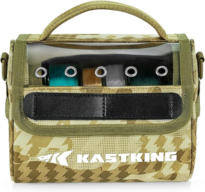 KastKing BaitSpace Line Management Bag, Fishing Line Storage Bag with Water Resistant Nylon, Clear View Window, Removable Divider, Tangle-free Leader Line Holder
