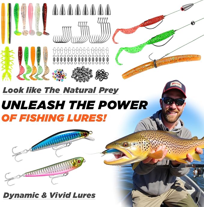 PLUSINNO Fishing Backpack with Fishing Rod and Reel Combos Tackle Boxes, Waterproof Tackle Backpack for Fishing Gear with Rod Holder, Fishing Gifts for Men with Fishing Tool Kit...