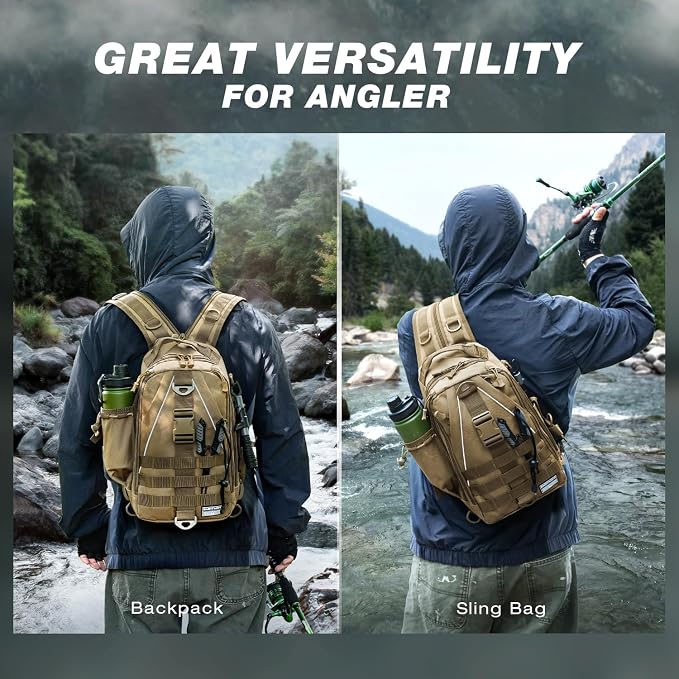 Ghosthorn Fishing Backpack Waterproof Tackle Bag Sling Bag Gift