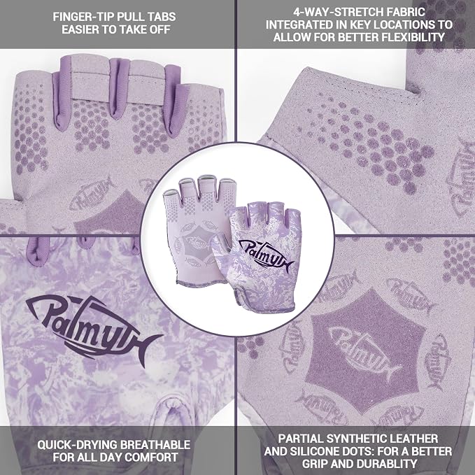 Palmyth Stubby UV Fishing Gloves Sun Protection Fingerless Glove Men Women UPF 50+ SPF for Kayaking, Paddling, Canoeing, Rowing, Driving