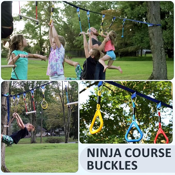 Ninja Warrior Obstacle Course Accessories, New Buckle for 2” Width Slackline, No Tearing Slackline