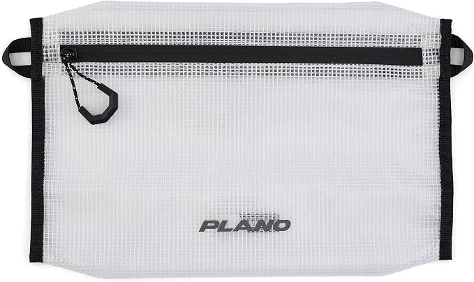 Plano StowAll Zip Pouch, Medium, Clear, Tear-Resistant Mesh Storage with Rugged Zipper and Carabiner Loops