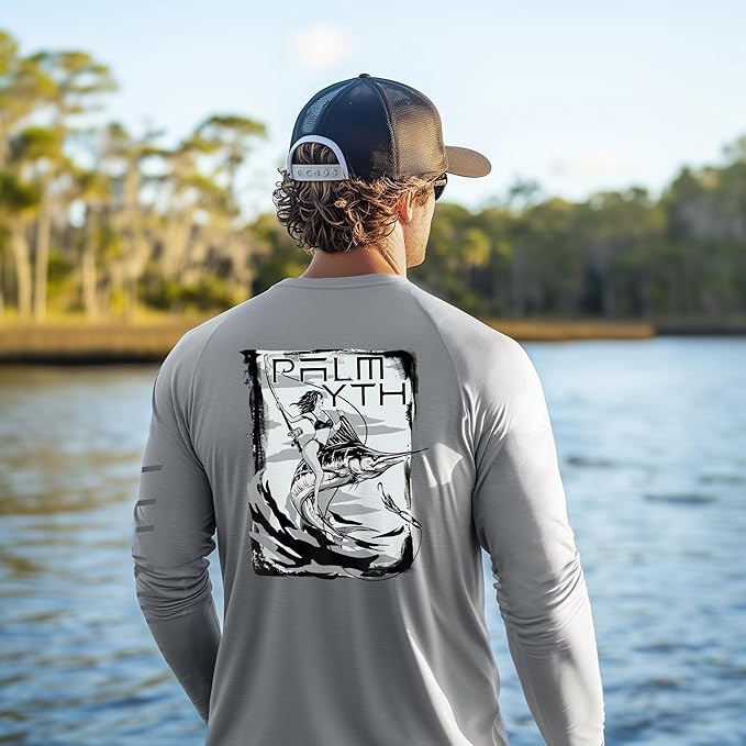 Palmyth Fishing Shirts for Men Long Sleeve UPF 50+ T Shirt Sun Protection Tee