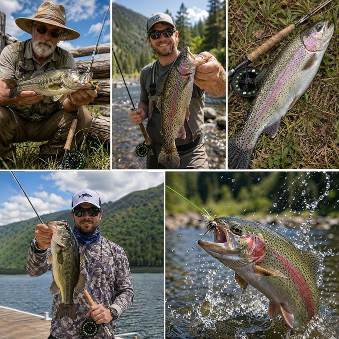 TOPFORT Fly Fishing Rod and Reel Combo, 4-Piece Fly Rod Kit with Complete Fly Fishing Gear: Fly Rod, Pre-Spooled Fly Fishing Reel, Fishing Flies, Leader, Forceps, Nipper and Carrying Case