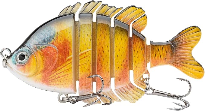 BASSDASH SwimPanfish Multi Jointed Panfish Bluegill Swimbaits Hard Topwater Bass Lures Fishing Lure Crank Saltwater 3.5in/0.85oz,Pack of 4
