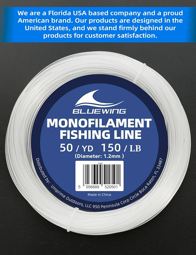 BLUEWING Monofilament Fishing Line Clear Mono Fish Wire Thin Diameter String 6-400 lbs, 50-3000 Yards