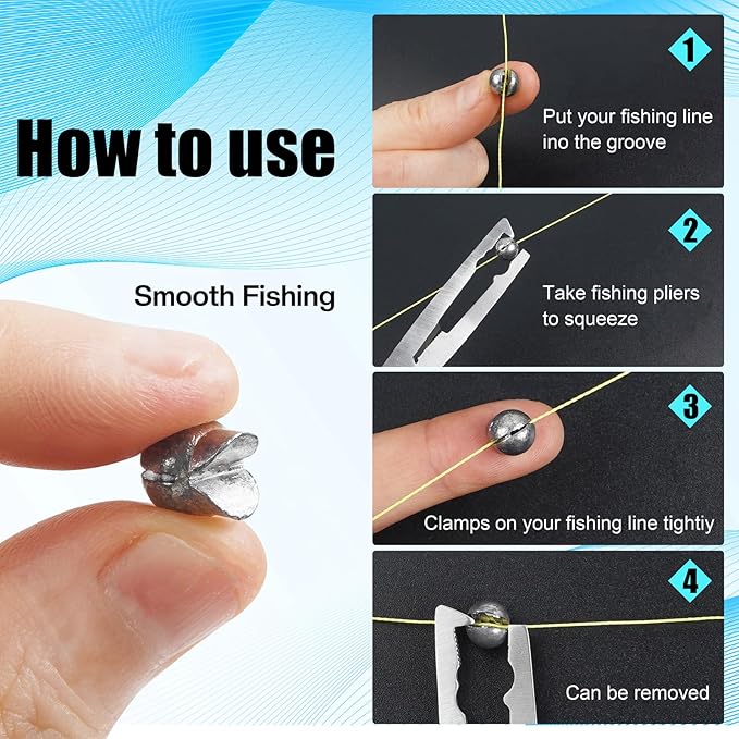 100pcs Split Shot Fishing Weights Removable Round Clip On Fly Fishing Line Sinkers Freshwater Saltwater Split Shot Fishing Sinkers Weights