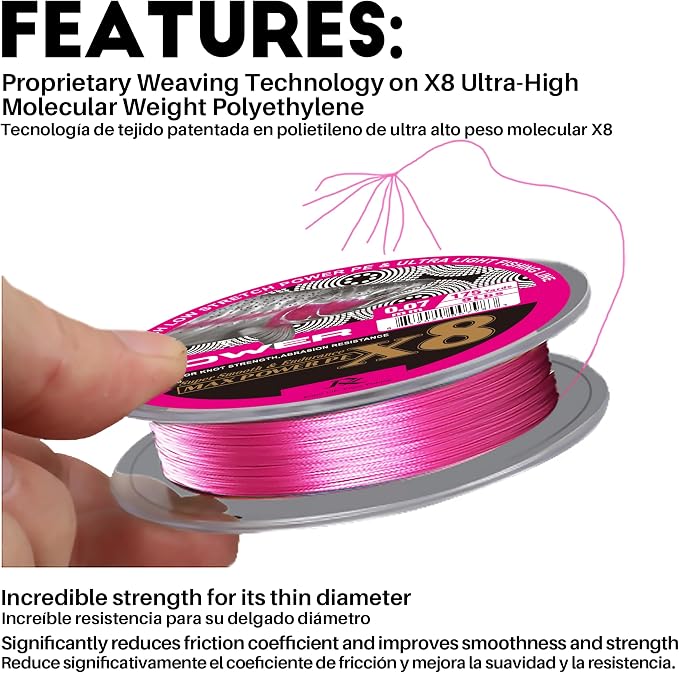 Ultra Slim Braided PE Fishing Line, Strong Knot Strength, Deign for Ultra Light Freshwater Fishing, Come with 3lb Test or 5lb Test, 170Yds Each Spool