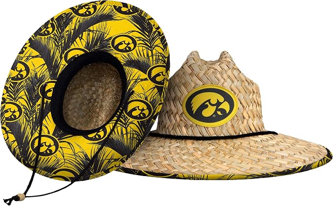 FOCO Men's NCAA College Team Logo Floral Straw Sun Hat