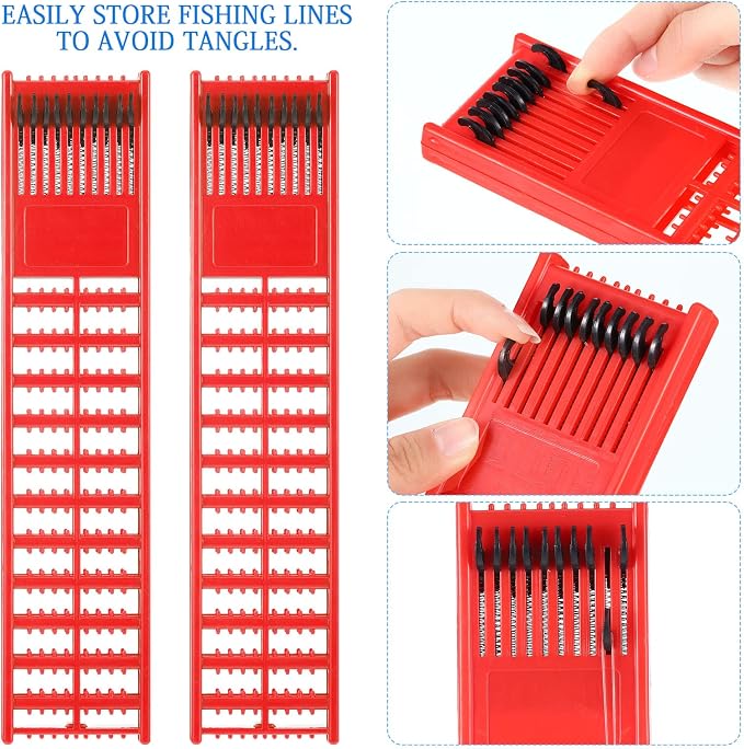 Meooeck 8 Pieces Fish Hook Holder Snelled Fishing Leader Holder 10.6 x 2.36 x 0.67 Inch Line Organizer for Storing Line Rigs