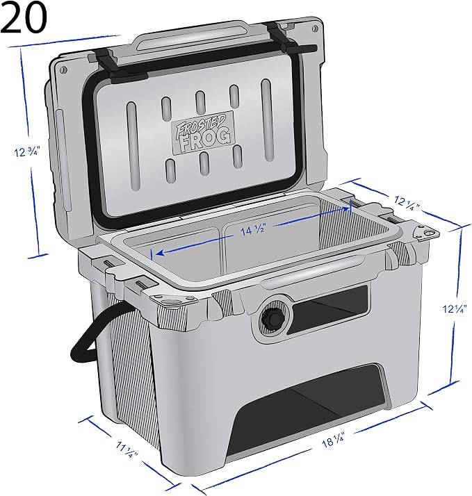 USA Made Frosted Frog Camo 20 Quart Ice Chest Heavy Duty High Performance Roto-Molded Commercial Grade Insulated Cooler