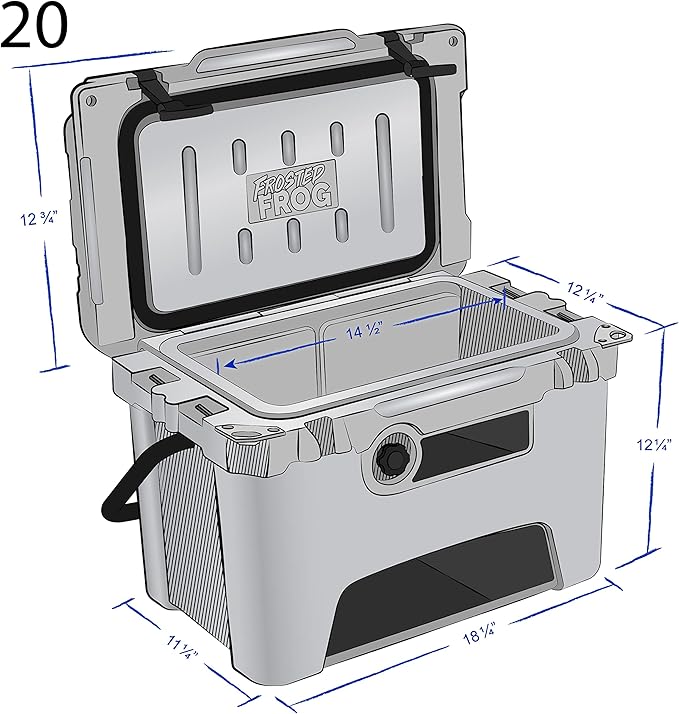 USA Made Frosted Frog Camo 20 Quart Ice Chest Heavy Duty High Performance Roto-Molded Commercial Grade Insulated Cooler