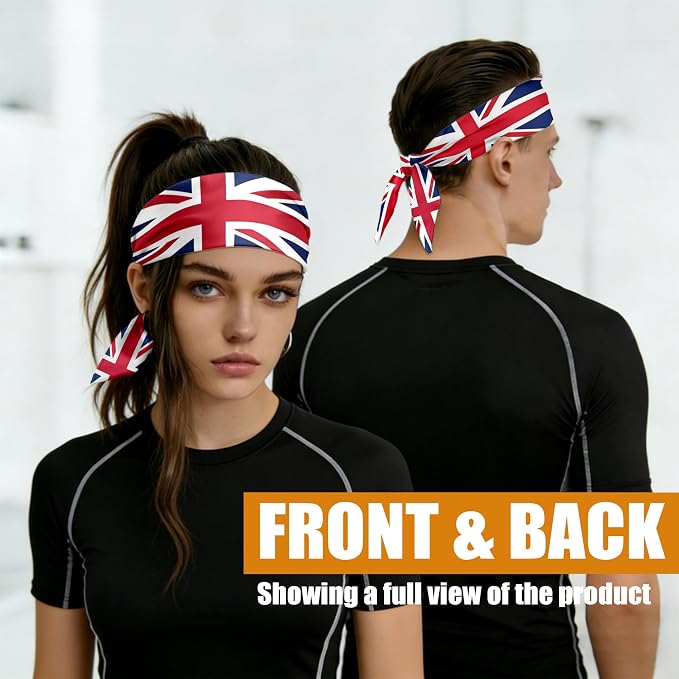 Flag Tie Headbands for Men Women, Moisture Wicking Sweatband Breathable Sports Headwrap, Non-Slip Stretchy Adjustable Fitness Hair Band