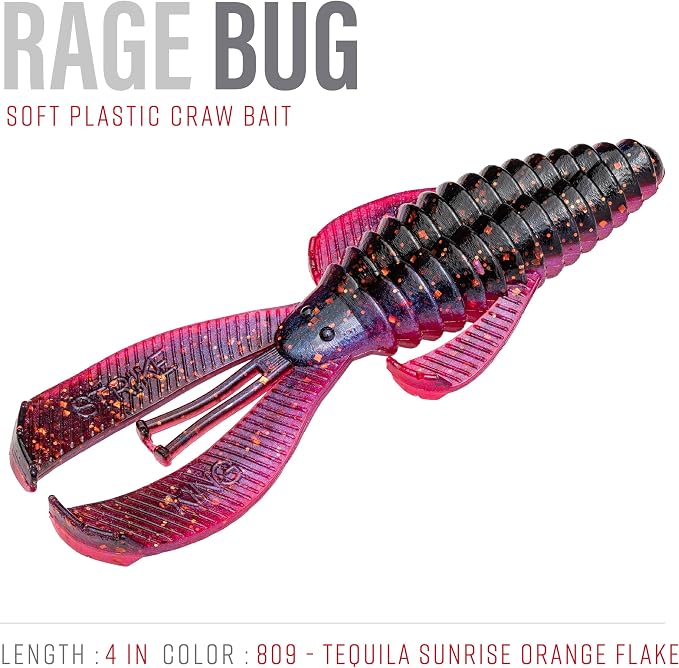 Strike King Rage Bug Fishing Lure, Soft Plastic Grub, Unique Design, Subtle Action